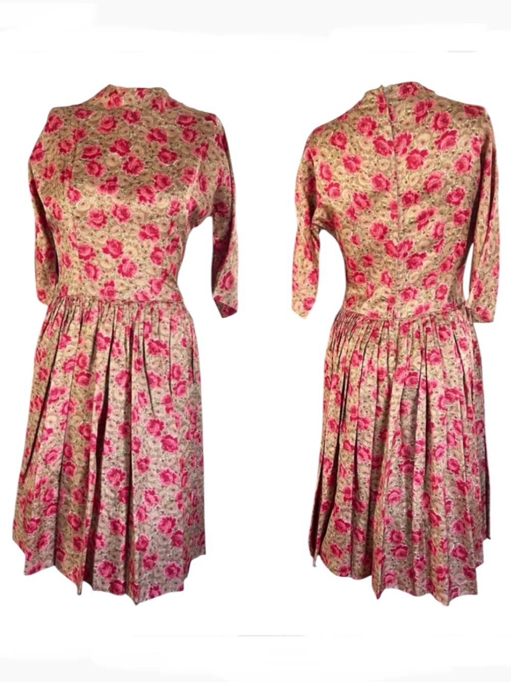 Vintage Rose Gold Print Dress